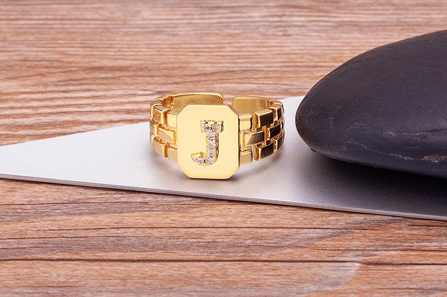 Moriah Initial Adjustable Ring - Rosetose