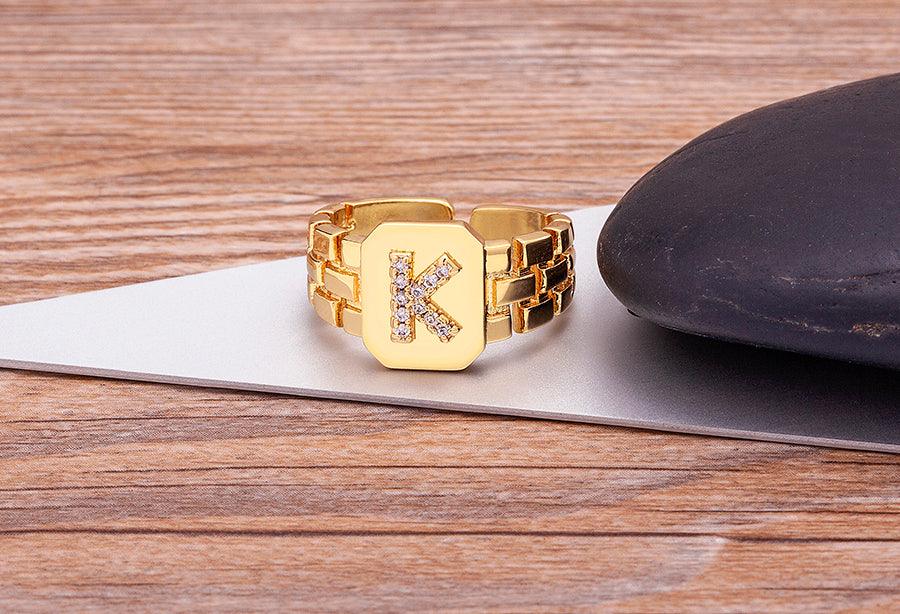 Moriah Initial Adjustable Ring - Rosetose