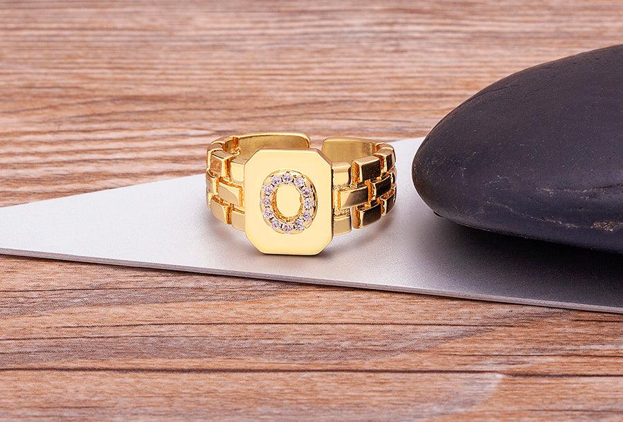 Moriah Initial Adjustable Ring - Rosetose