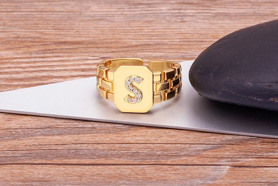 Moriah Initial Adjustable Ring - Rosetose