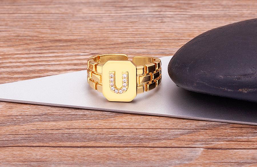 Moriah Initial Adjustable Ring - Rosetose