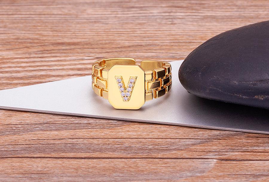 Moriah Initial Adjustable Ring - Rosetose