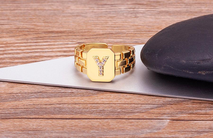 Moriah Initial Adjustable Ring - Rosetose
