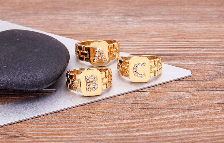 Moriah Initial Adjustable Ring - Rosetose