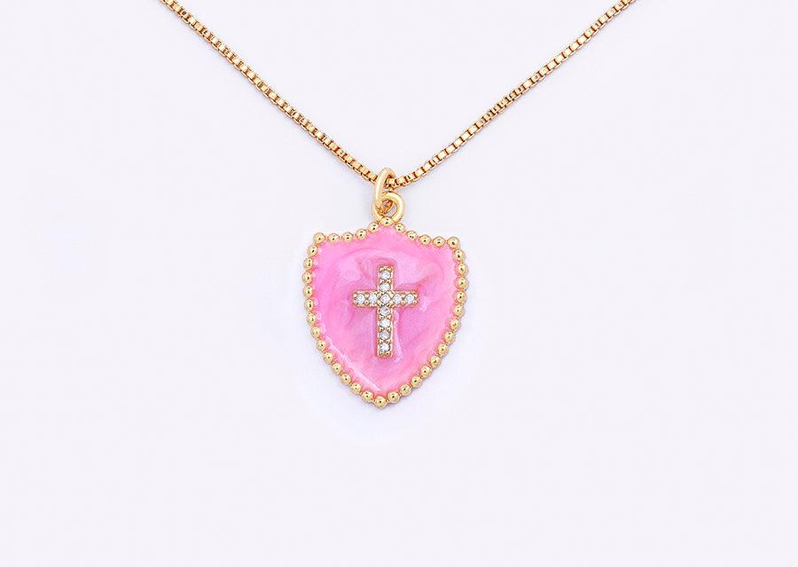 Lucy Enamel Cross Necklace - Rosetose