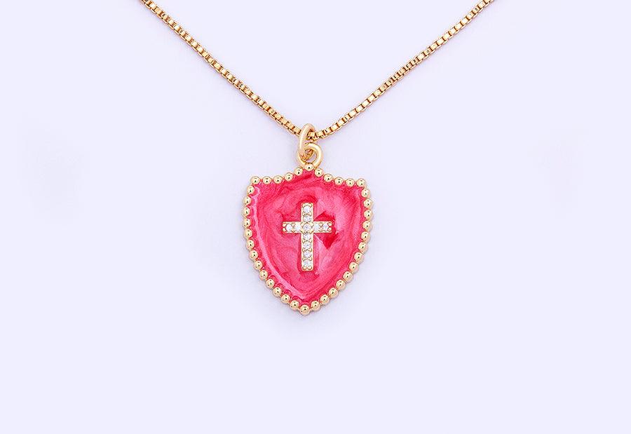 Lucy Enamel Cross Necklace - Rosetose