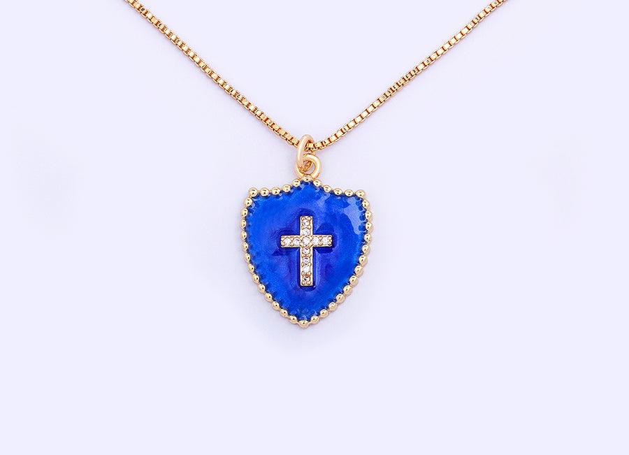 Lucy Enamel Cross Necklace - Rosetose