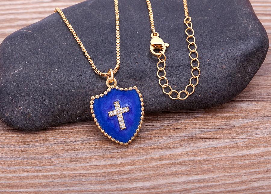 Lucy Enamel Cross Necklace - Rosetose
