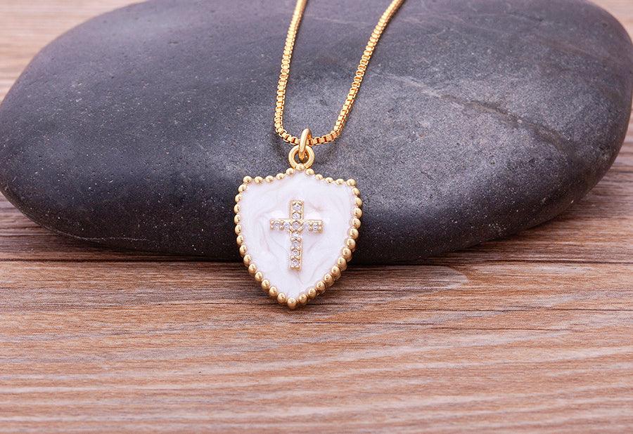 Lucy Enamel Cross Necklace - Rosetose