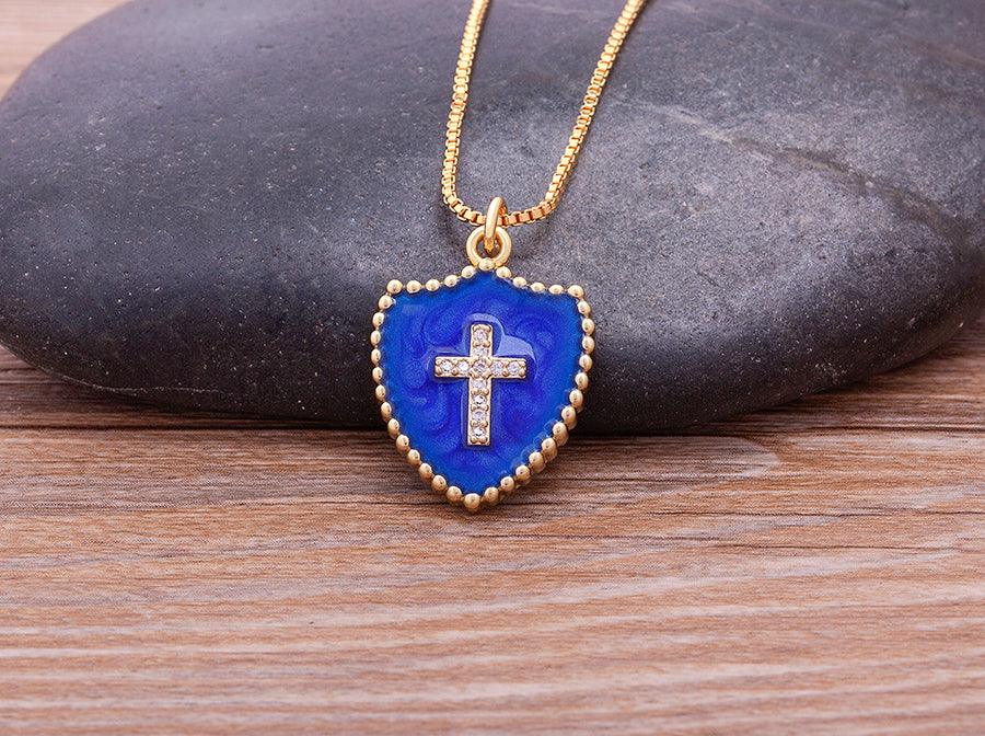 Lucy Enamel Cross Necklace - Rosetose