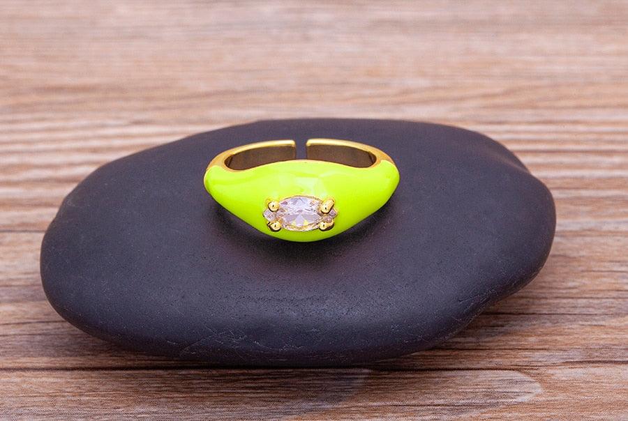 Iris Enamel Crystal Adjustable Ring - Rosetose