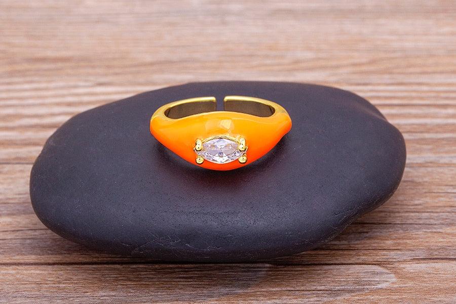 Iris Enamel Crystal Adjustable Ring - Rosetose