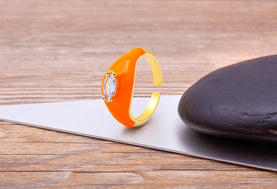 Iris Enamel Crystal Adjustable Ring - Rosetose