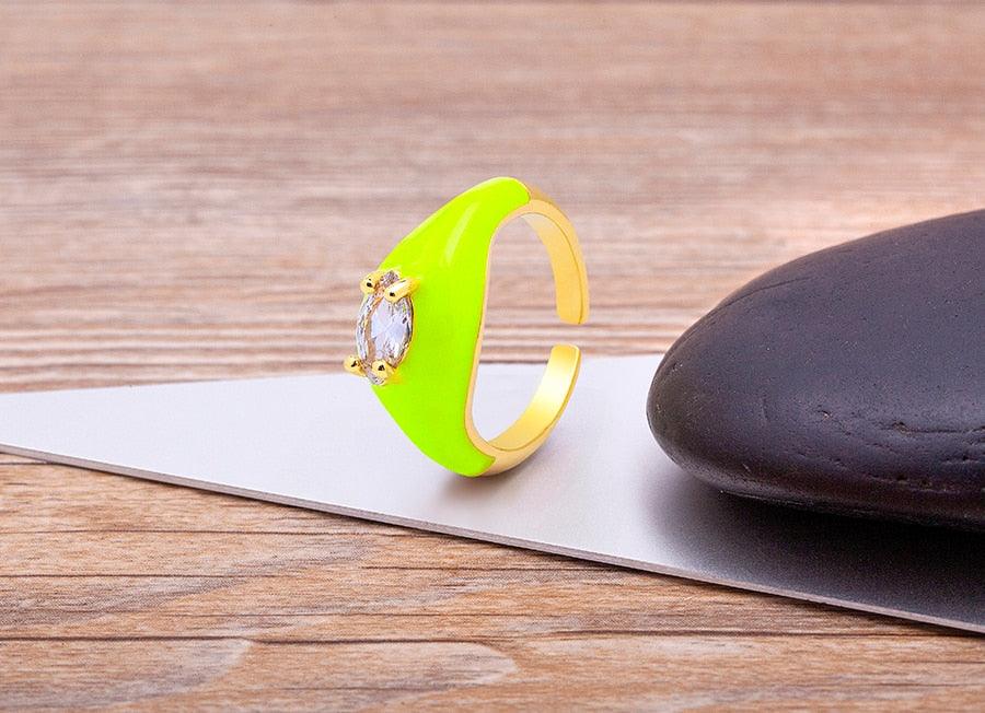 Iris Enamel Crystal Adjustable Ring - Rosetose