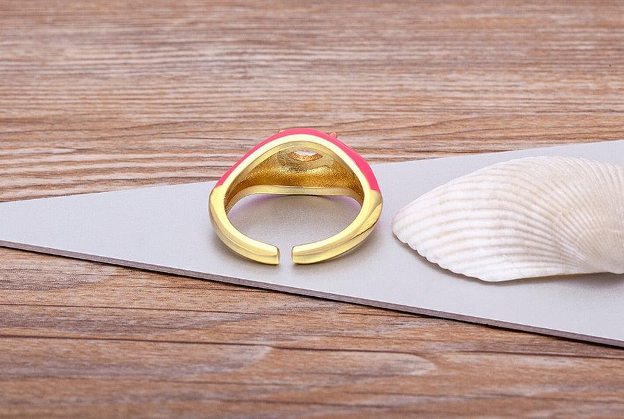 Iris Enamel Crystal Adjustable Ring - Rosetose