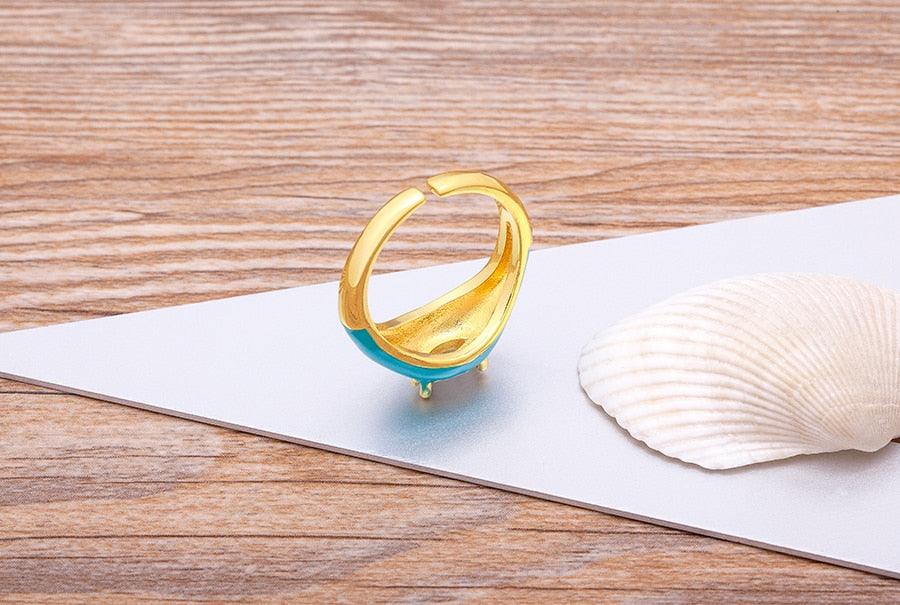 Iris Enamel Crystal Adjustable Ring - Rosetose