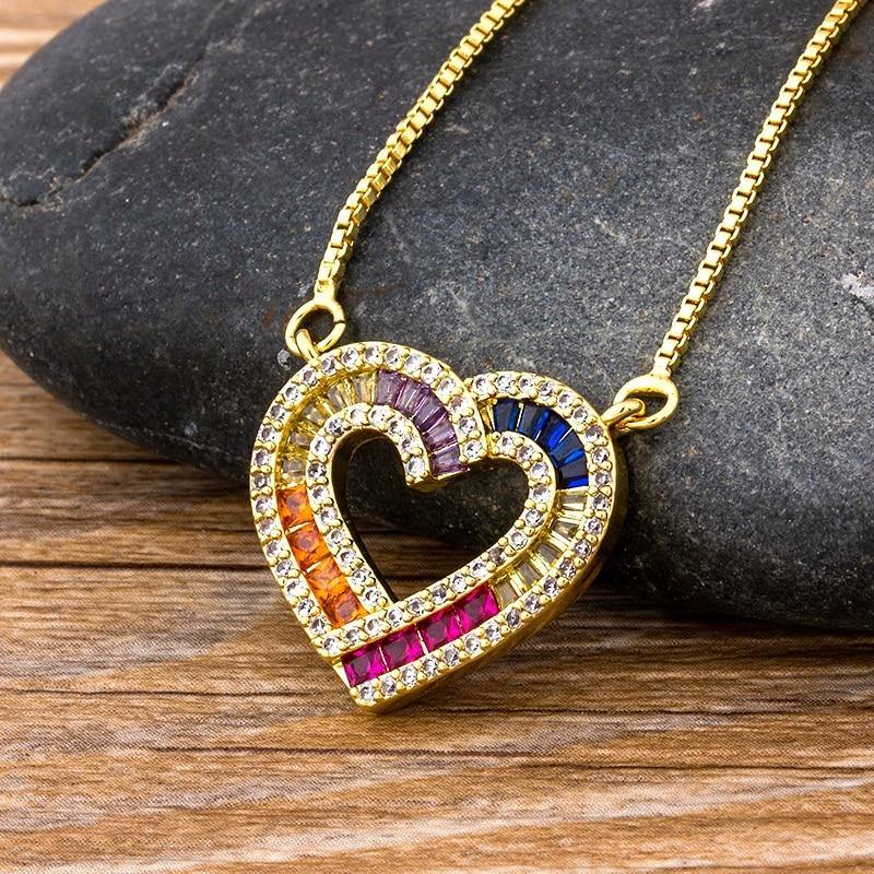 Multicolor Heart Necklace - Rosetose