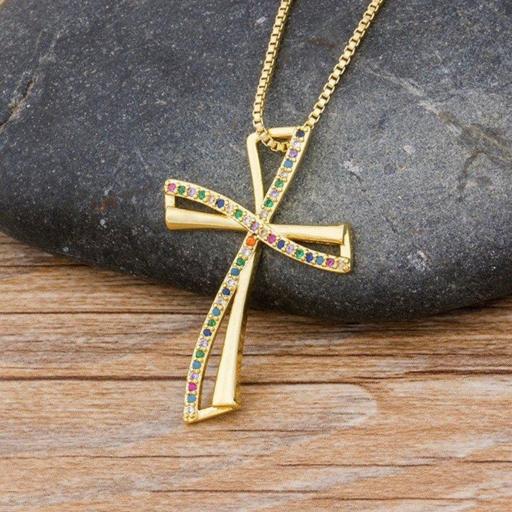 Jada Multicolor Cross Necklace - Rosetose