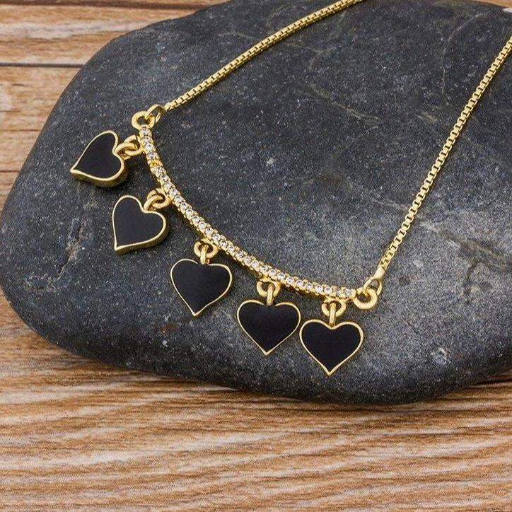 Blake Curved Bar Heart Necklace - Rosetose