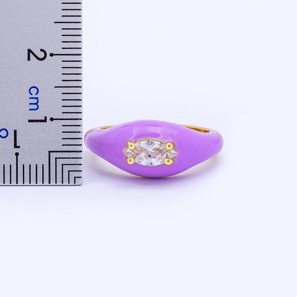 Iris Enamel Crystal Adjustable Ring - Rosetose